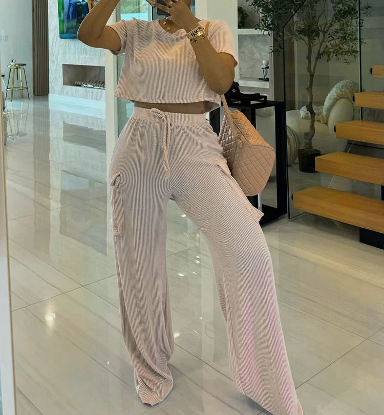 Ribbed SS Top & Pants Set