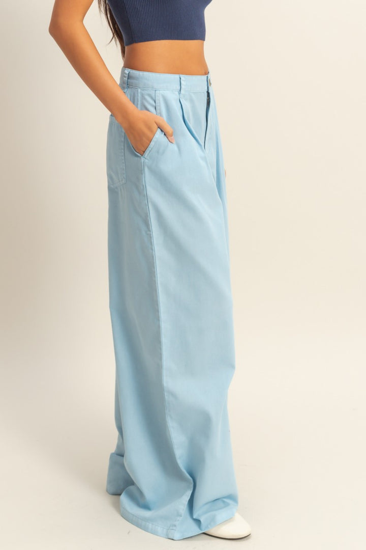 High Waist Basic Wide Leg Pants