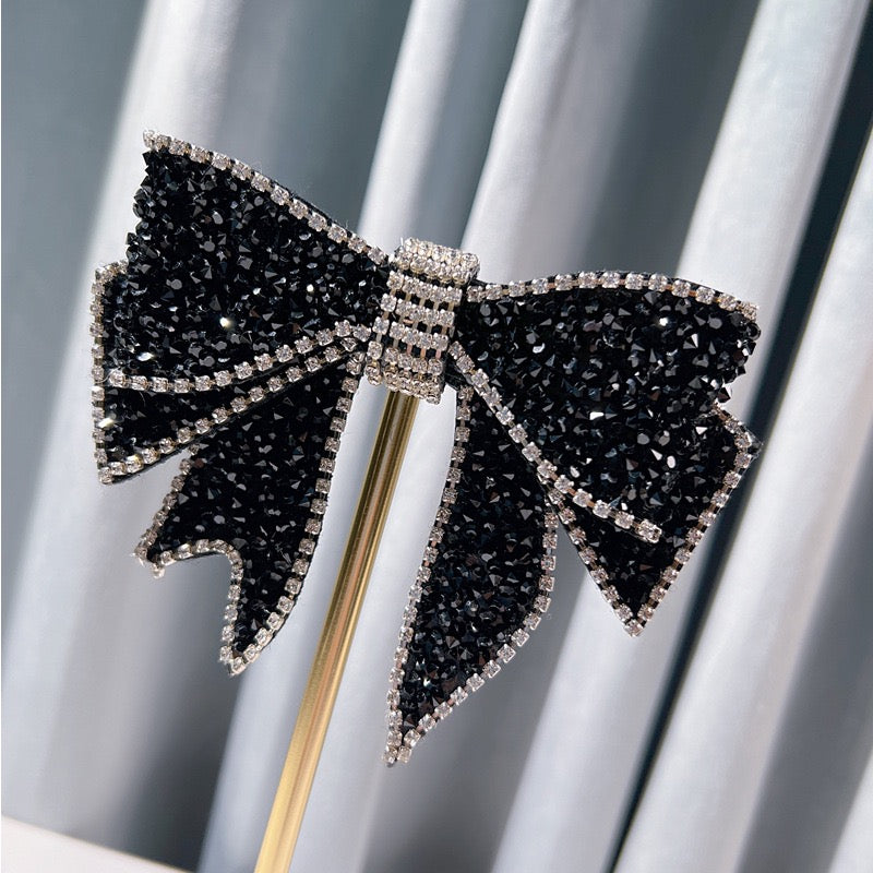 Vintage Black Crystal Bow Elegance