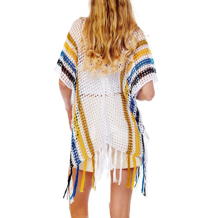MULTI COLOR STRIPE NET KIMONO