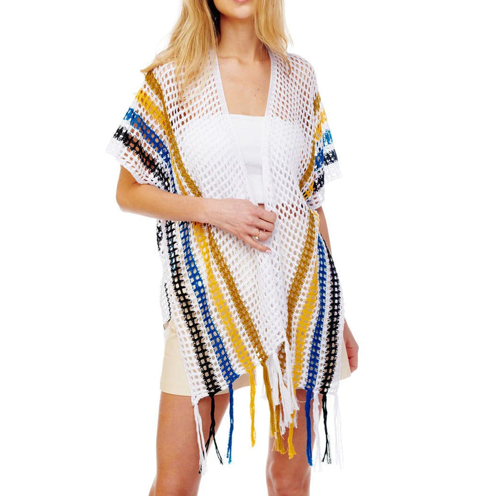 MULTI COLOR STRIPE NET KIMONO