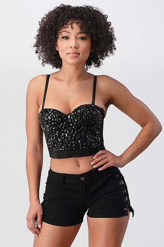Rhinestone Crop Top