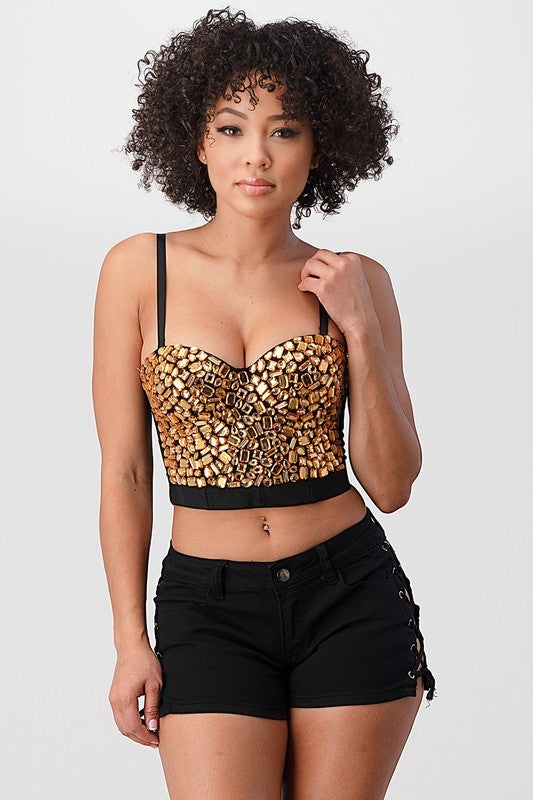 Rhinestone Crop Top