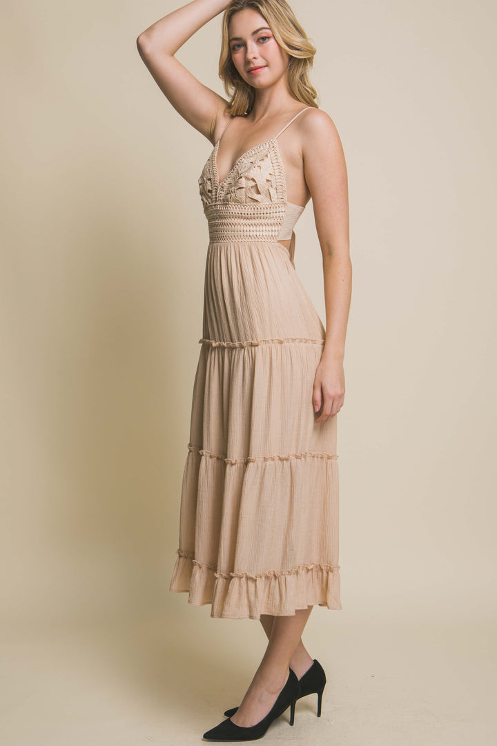 Crochet Layered Panels Long Dress