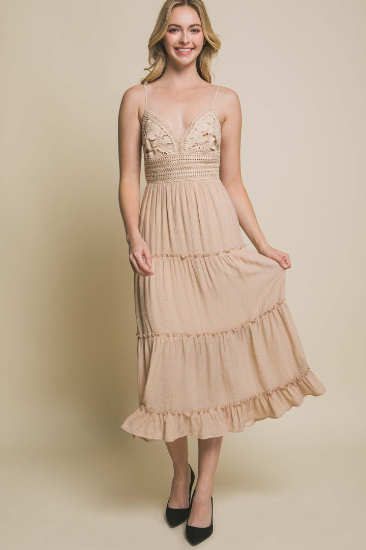 Crochet Layered Panels Long Dress