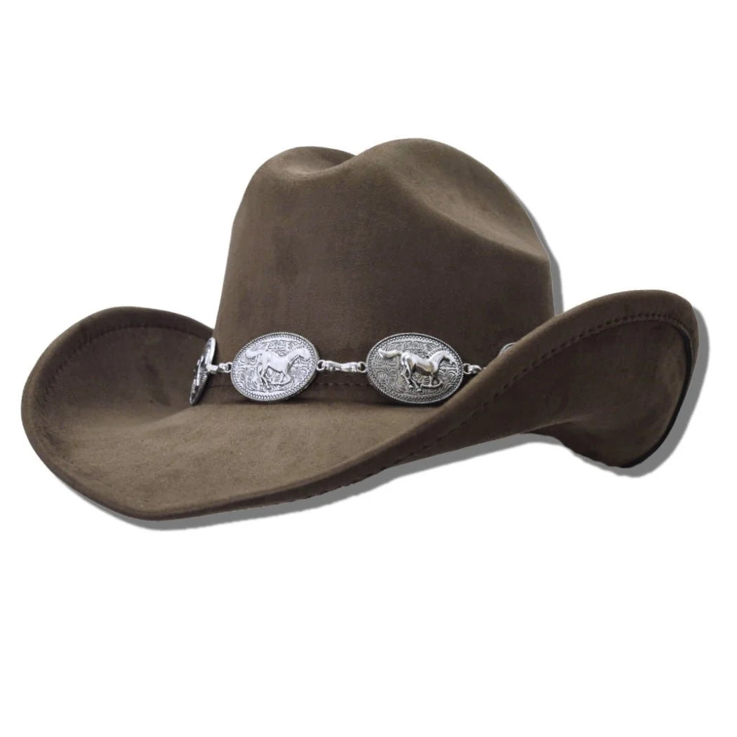 WESTERN HORSE TRIM SUEDE COWBOY HAT