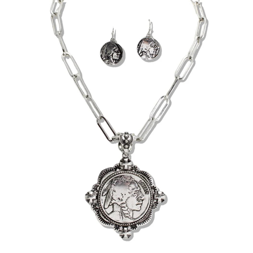 WESTERN INDIAN HEAD COIN NECKLACE