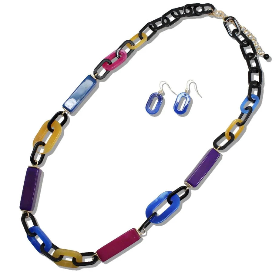 GEOMETRIC CELLULOID ACETATE LONG NECKLACE