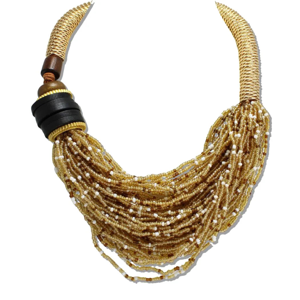 SEED BEAD RIBBED COLLAR STATEMENT NECKLACE
