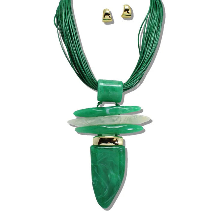 CHUNKY RESIN MULTI STRAND CORD STATEMENT NECKLACE