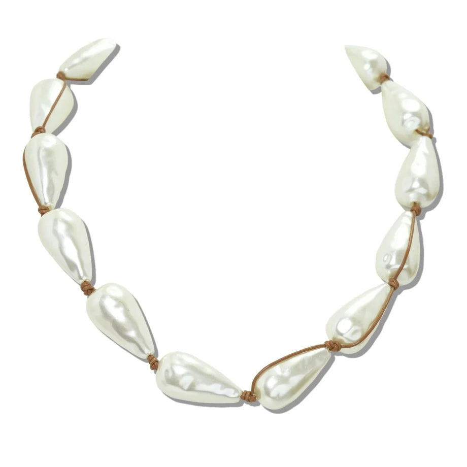 BAROQUE PEARL KNOTTED CORD STATEMENT NECKLACE