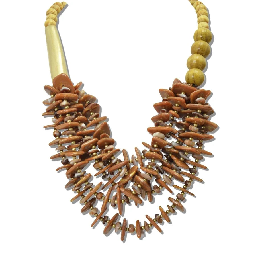 CHUNKY MIXED MULTI STRAND DISC STATEMENT NECKLACE