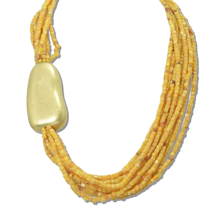 MULTI STRAND CUBE BEAD STATEMENT NECKLACE