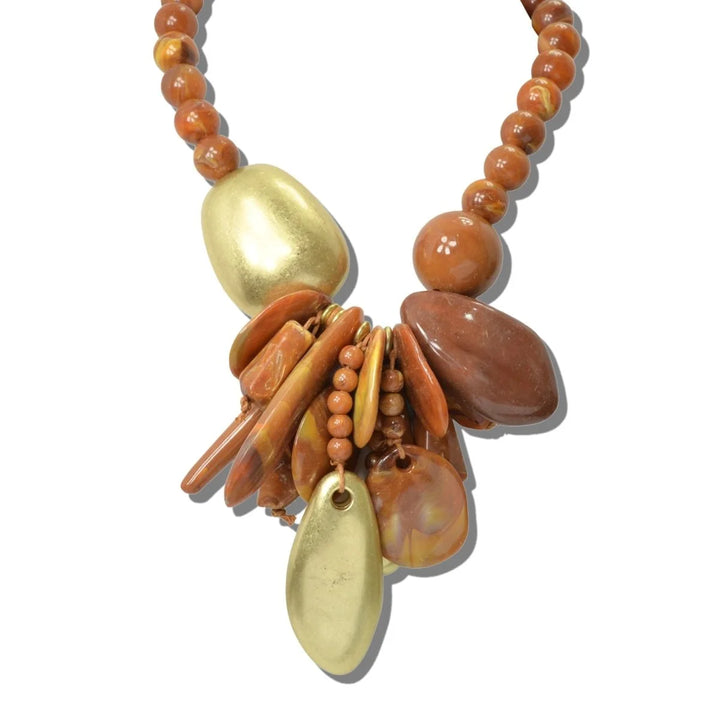 ARTISAN MIXED MEDIA RESIN CHARM CLUSTER STATEMENT NECKLACE