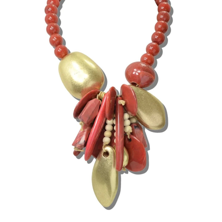 ARTISAN MIXED MEDIA RESIN CHARM CLUSTER STATEMENT NECKLACE