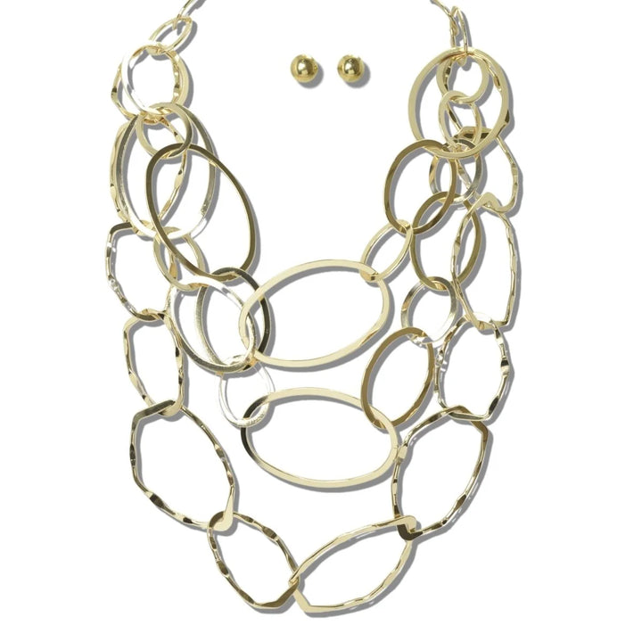 CASCADING OPENWORK OVAL LINK BIB NECKLACE