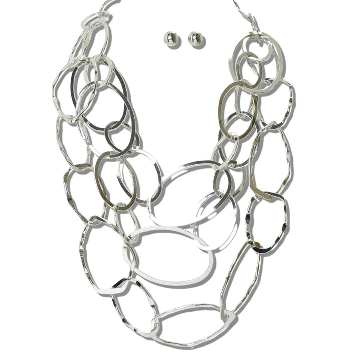 CASCADING OPENWORK OVAL LINK BIB NECKLACE