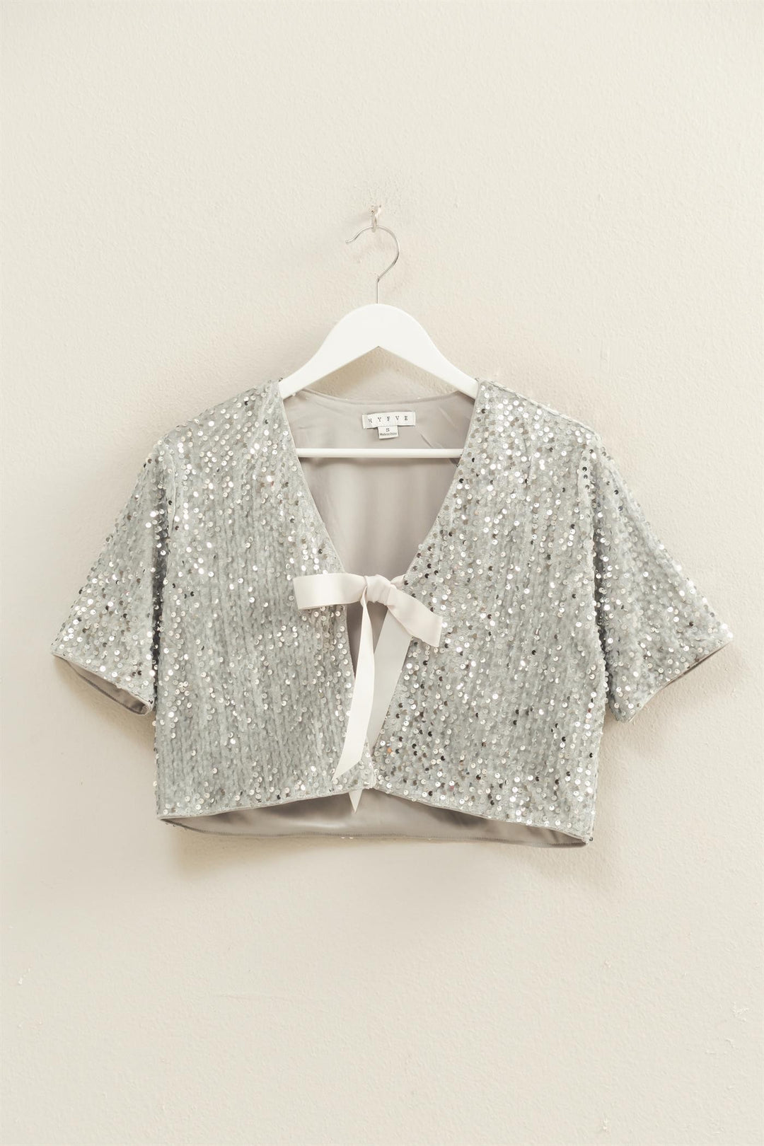 Tie Detail Sequined Crop Top