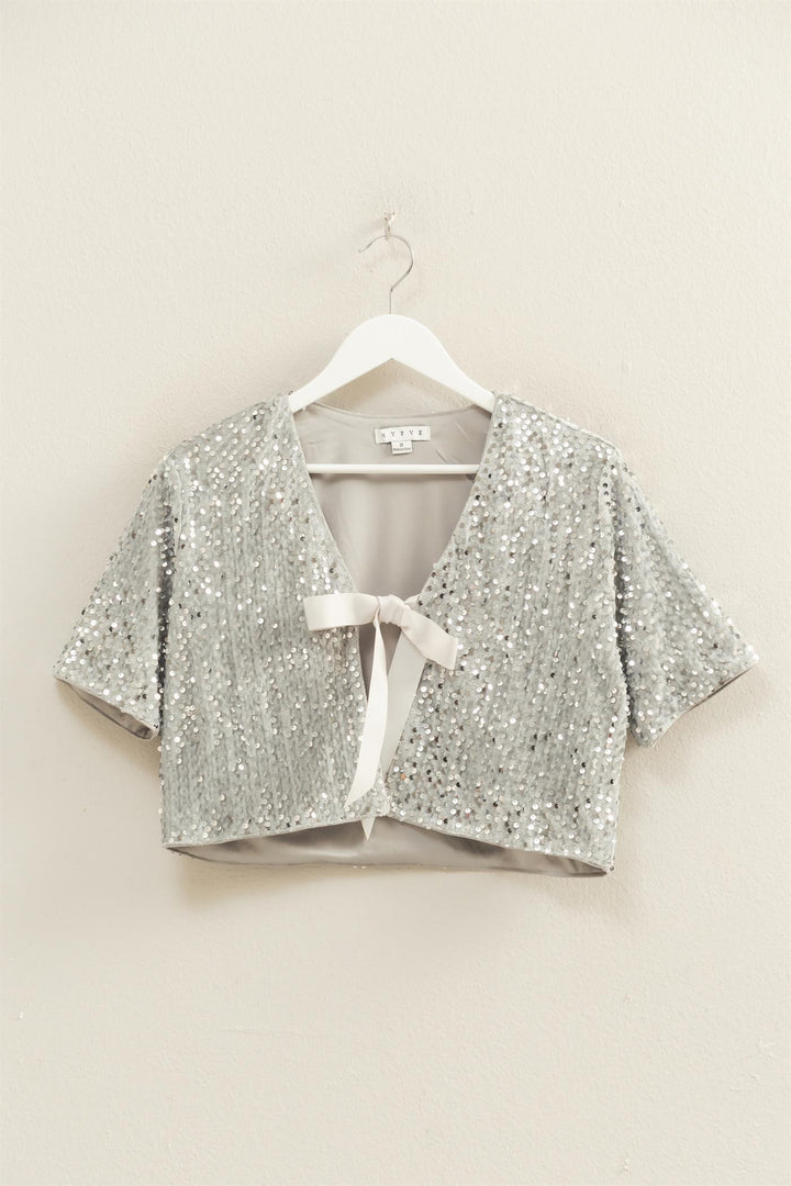 Tie Detail Sequined Crop Top