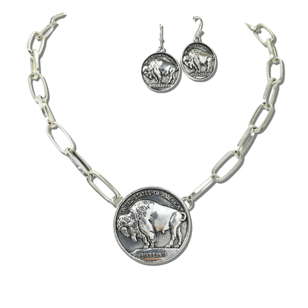 BUFFALO COIN PAPERCLIP CHAIN NECKLACE