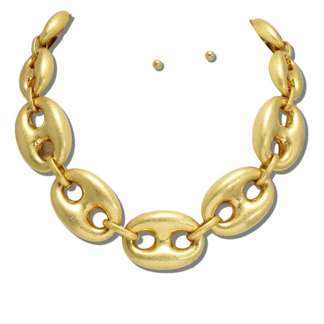 24K GOLD TONE CHUNKY MARINER LINK NECKLACE