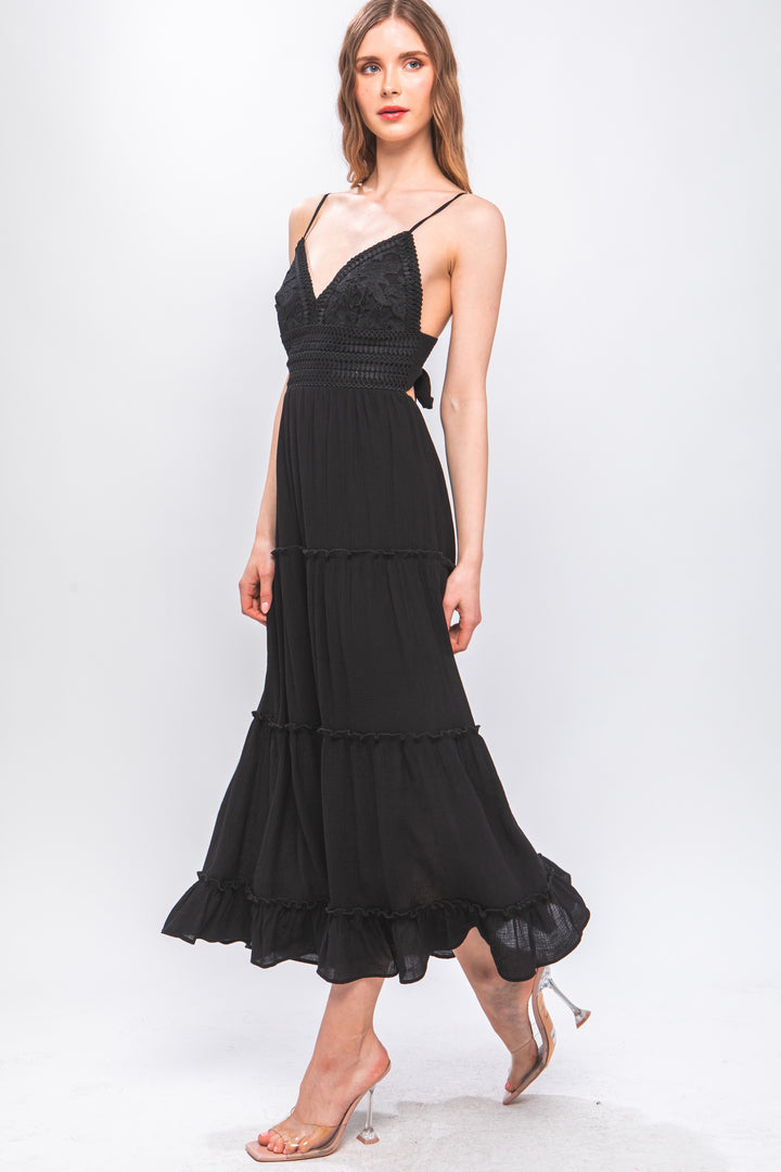 Crochet Layered Panels Long Dress