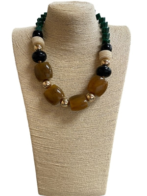 BROWN & GREEN ACRYLIC NECKLACE