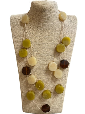 MUSTARD & CREAM ACRYLIC NECKLACE