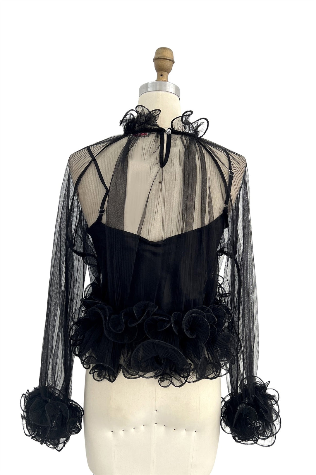 2-pcs Sheer Ruffle Trim Blouse