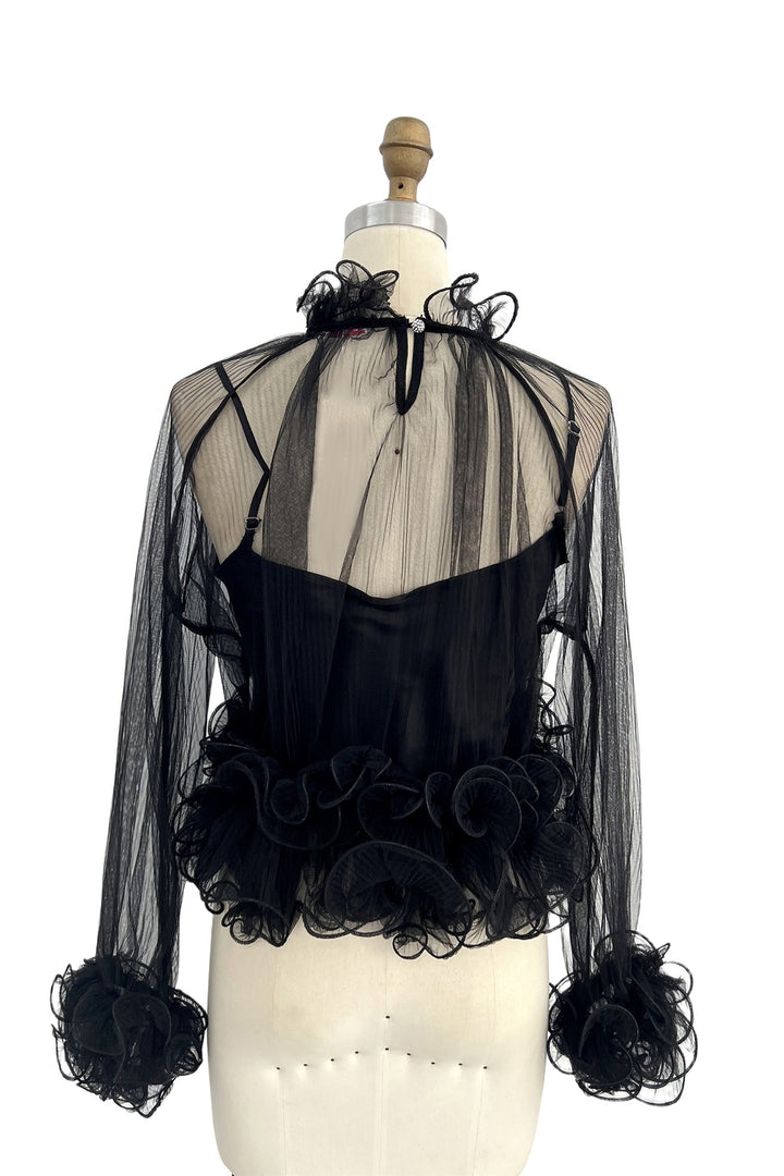 2-pcs Sheer Ruffle Trim Blouse