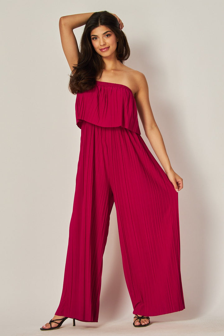 Venezia Pleated Strapless Jumpsuit