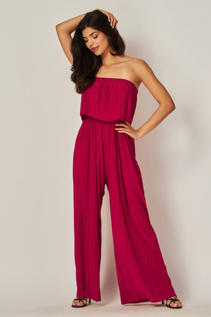 Venezia Pleated Strapless Jumpsuit