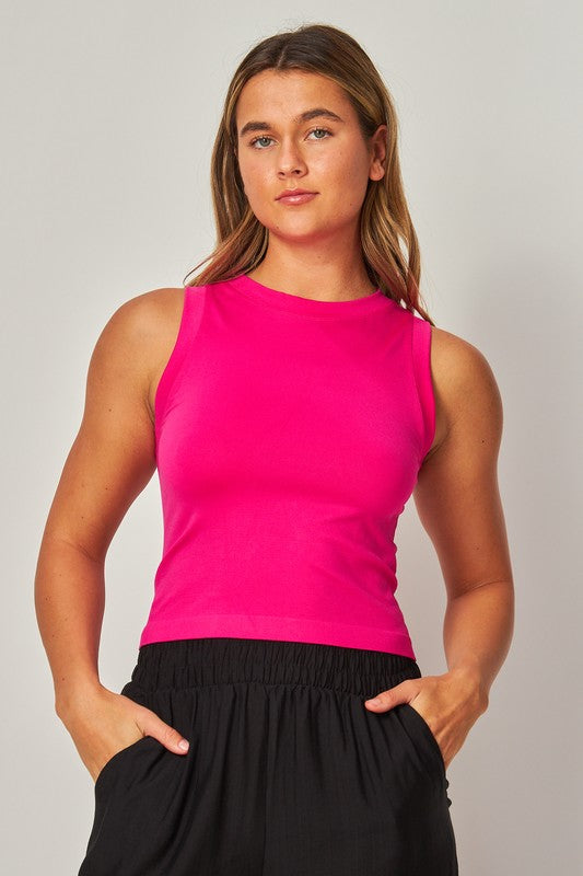 Smooth Seamless High Crew Neck Tank