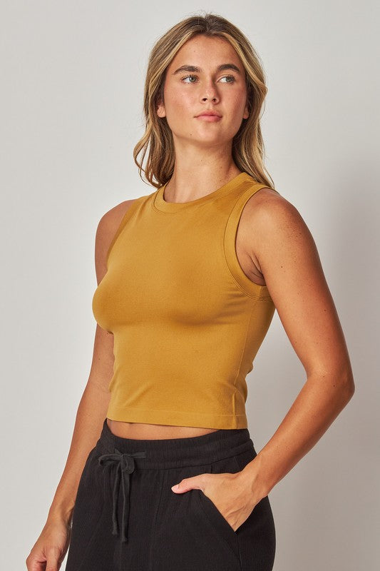 Smooth Seamless High Crew Neck Tank
