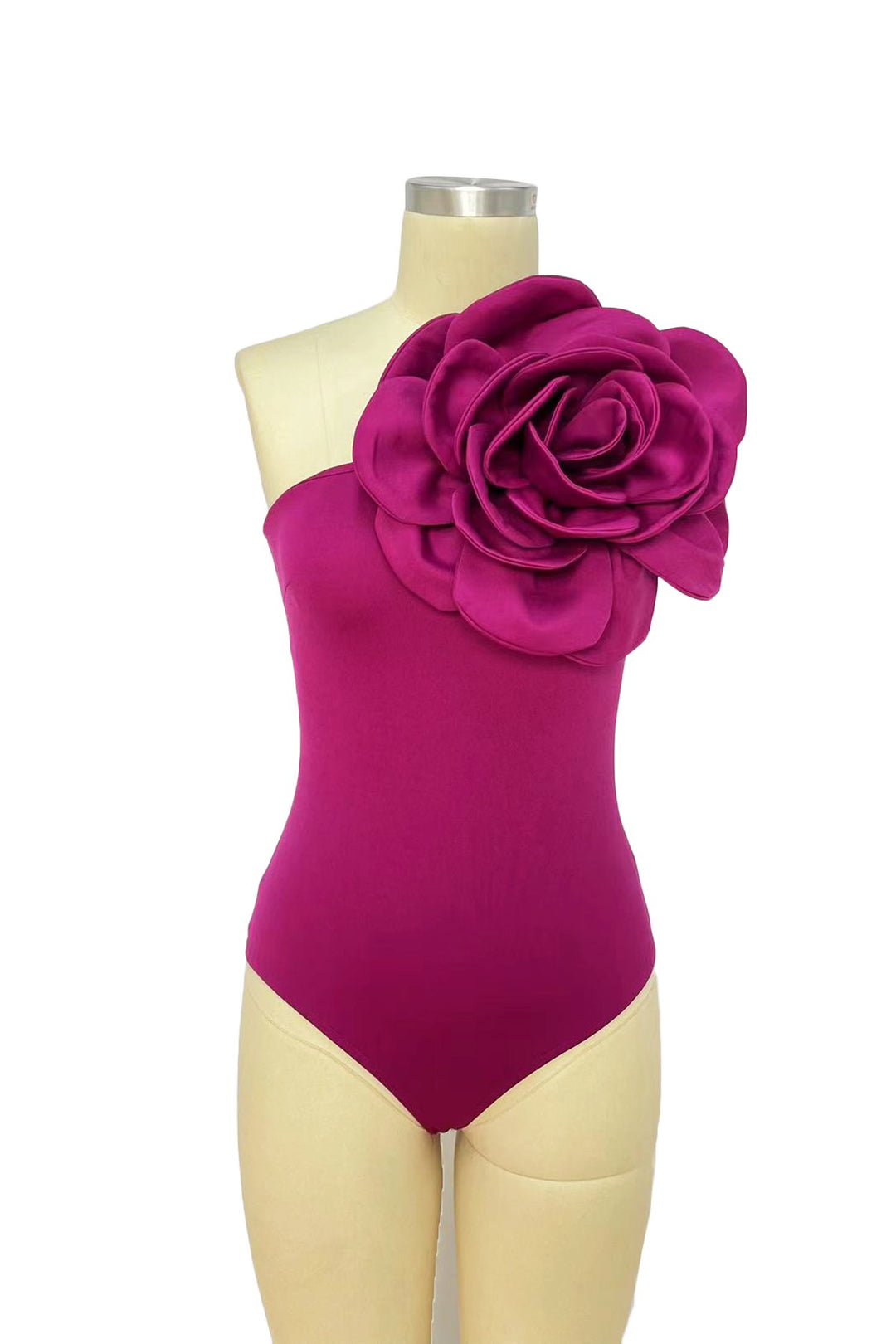 Bodysuit 3D Floral Asymmetric