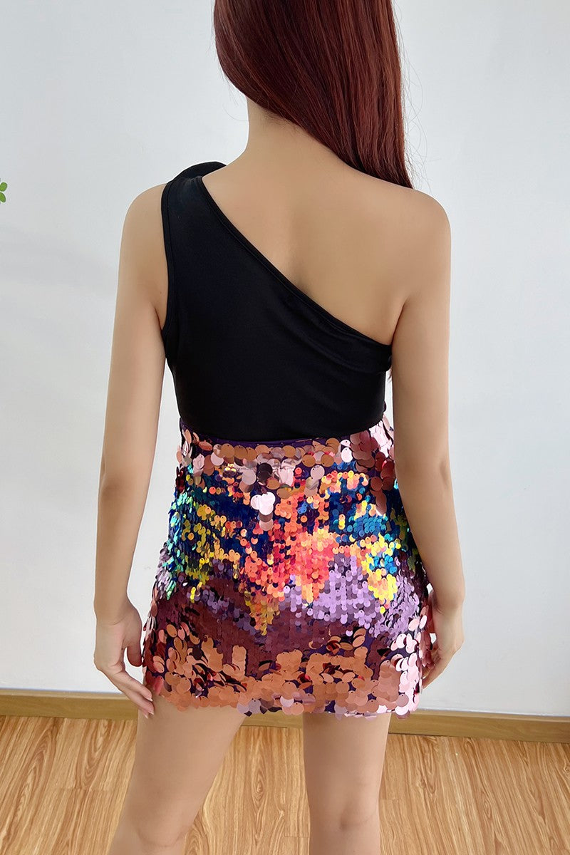 Bodysuit 3D Floral Asymmetric