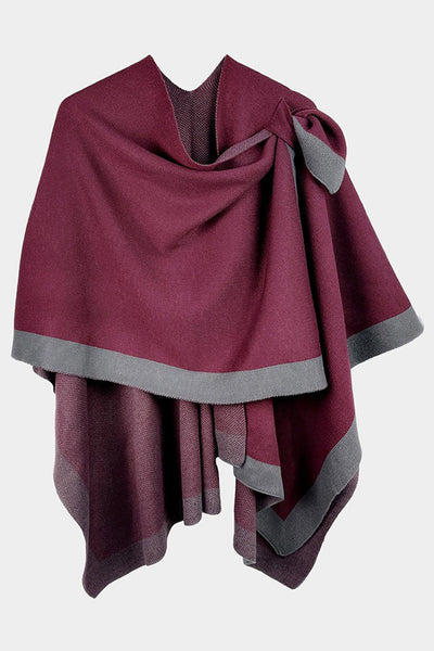 Shoulder Strap Bordered Ruana Poncho