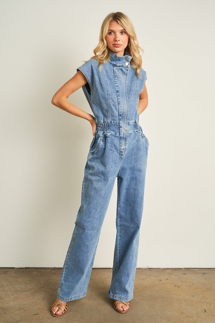 Denim Wide Pants Jumpsuit