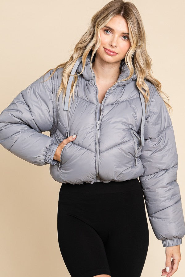 Jacket Puffer Lightweight Removable Sleeve