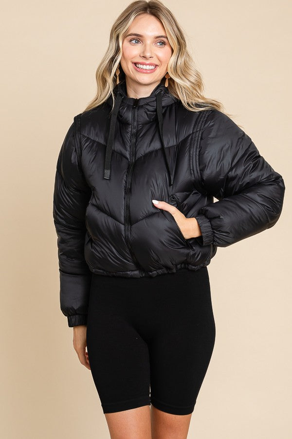 Jacket Puffer Lightweight Removable Sleeve