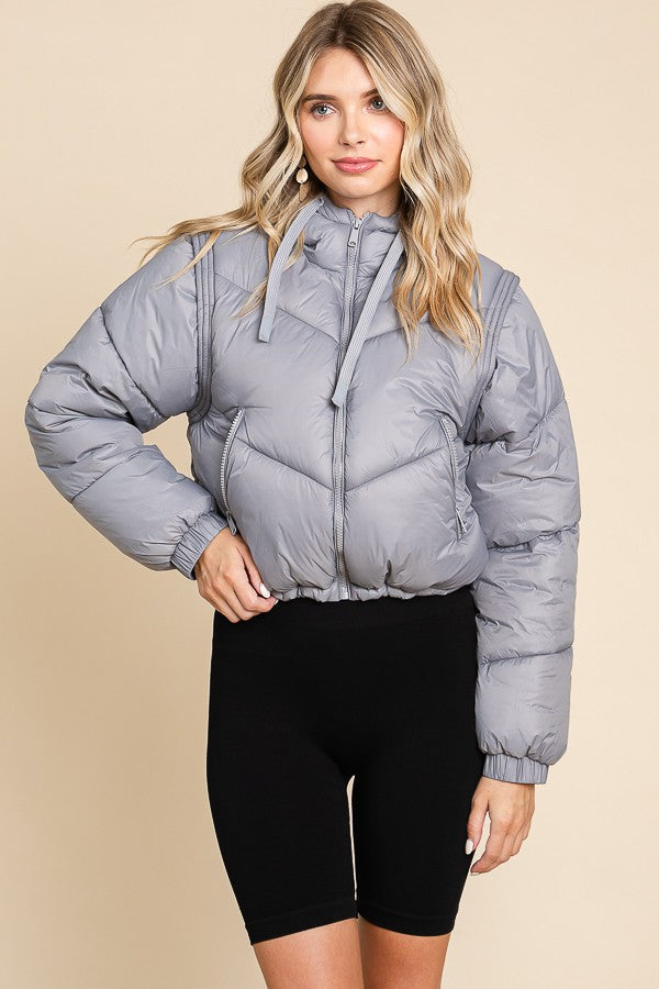 Jacket Puffer Lightweight Removable Sleeve