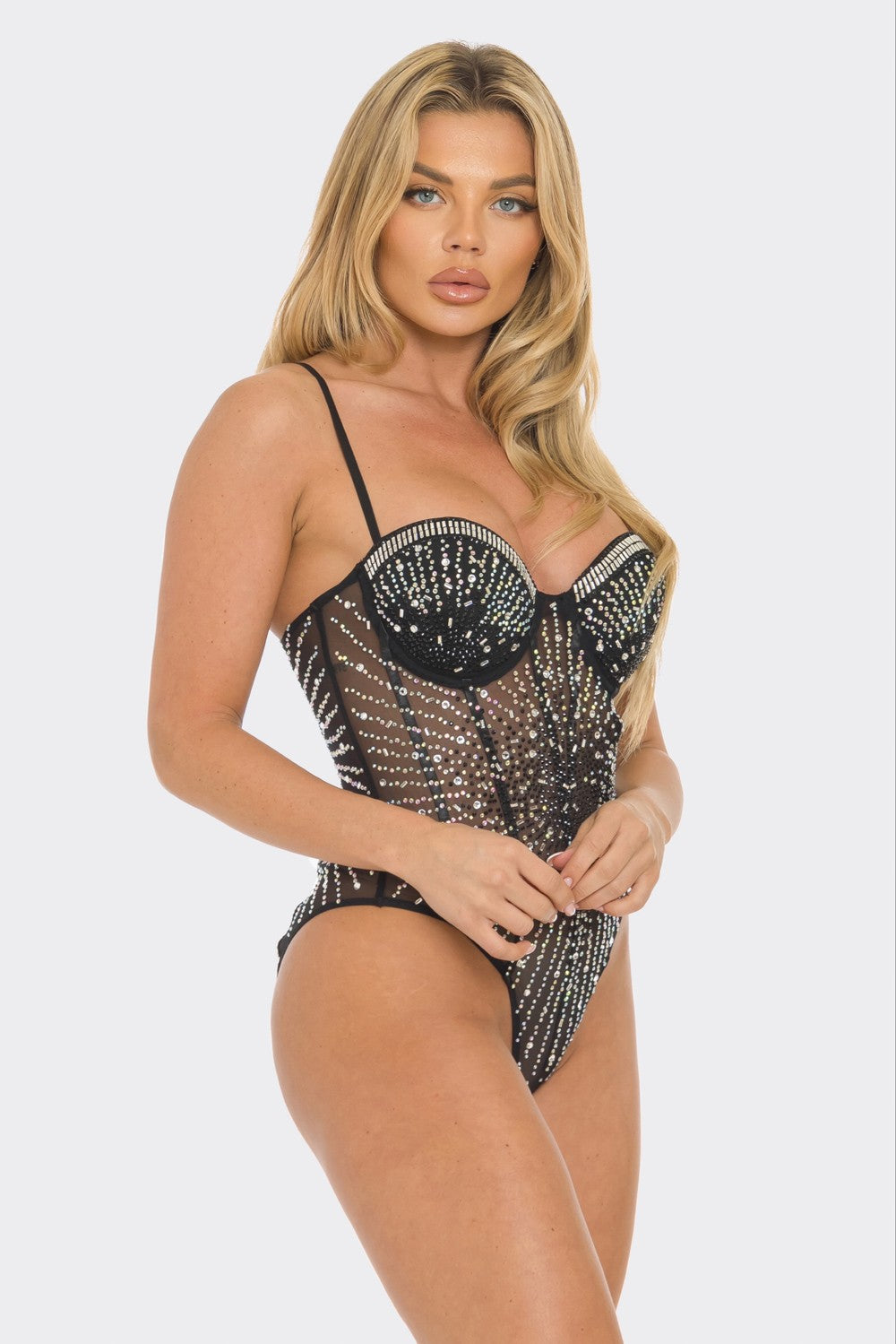 Rhinestone Embelllished Bodysuit