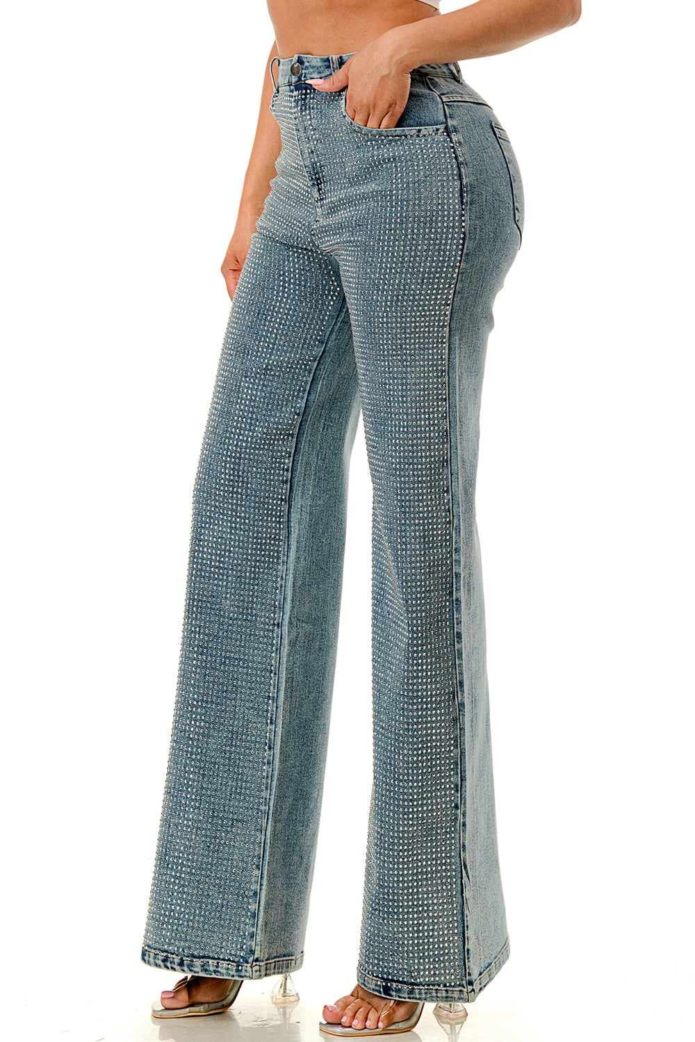 Front Rhinestone Covered Jeans