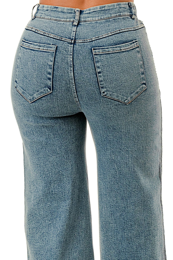 Front Rhinestone Covered Jeans