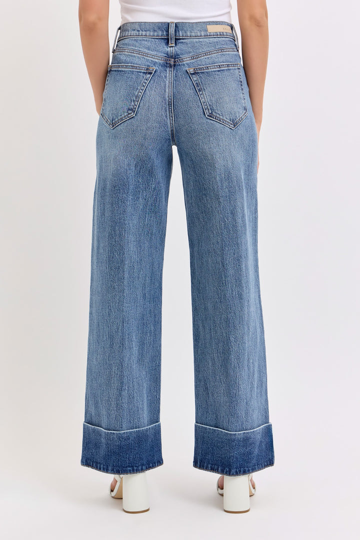 High Rise Wide Leg With Self High Cuffed Hem