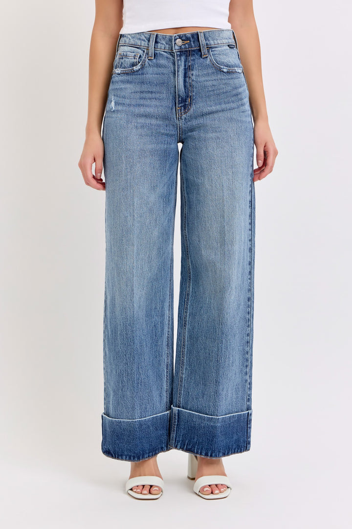 High Rise Wide Leg With Self High Cuffed Hem