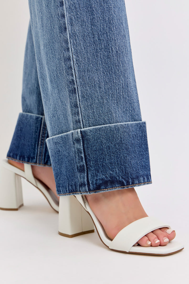 High Rise Wide Leg With Self High Cuffed Hem