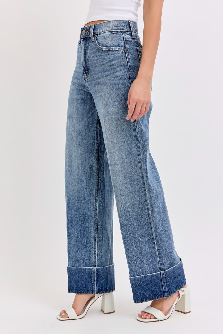 High Rise Wide Leg With Self High Cuffed Hem
