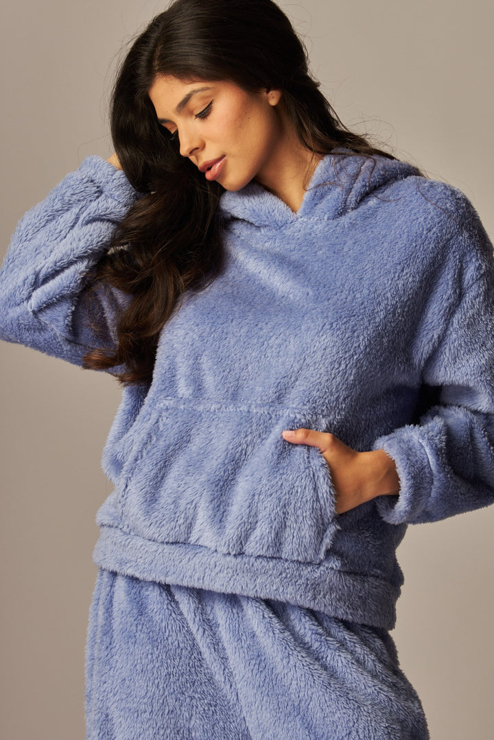 Cozy Fleece Teddy Bear Ear Hoodie Pajama Set