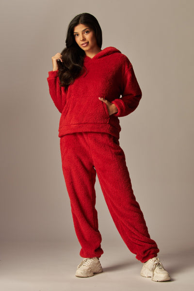 Cozy Fleece Teddy Bear Ear Hoodie Pajama Set